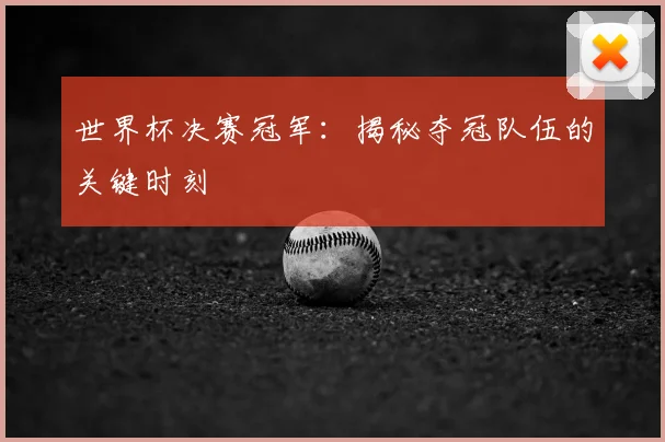 世界杯决赛冠军：揭秘夺冠队伍的关键时刻